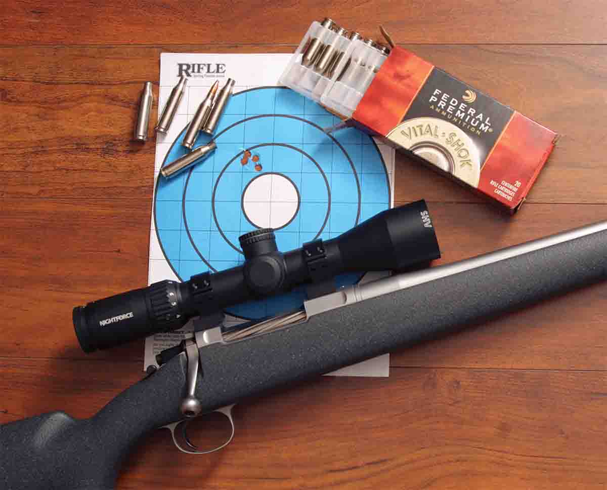 Barrett uses proprietary reamers to reduce bullet jump, and the test rifle shot very well with handloads and this Federal Vital-Shok factory load.